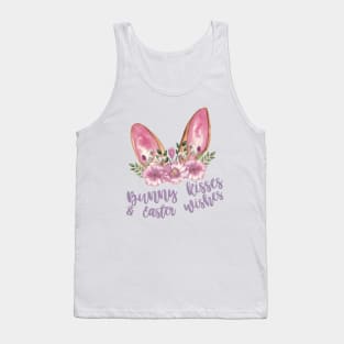 Bunny Kisses & Easter Wishes - Bunny Ears with Flowers Tank Top